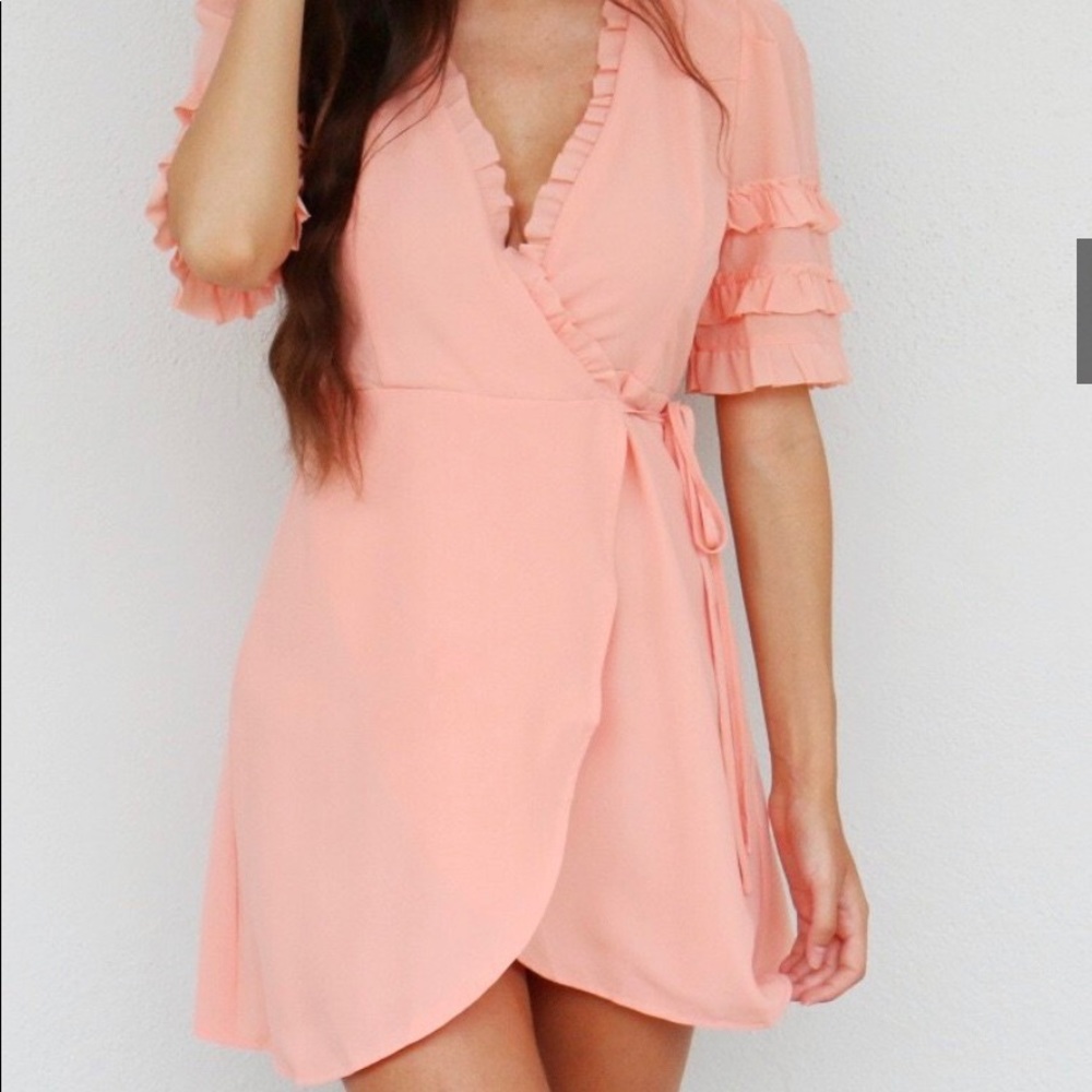 Peach Wrap Dress